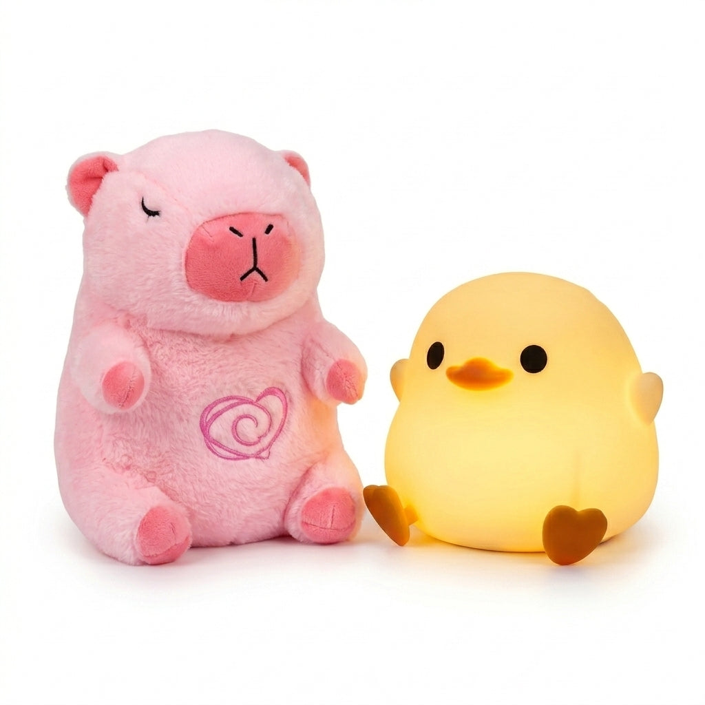 Kit Noches Tranquilas WarmBaby™ (Capibara de Respiración + Lámpara Patito)