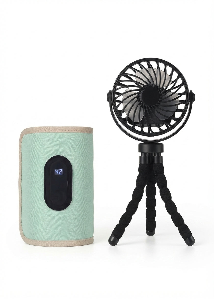 Kit de Paseo Completo WarmBaby™ (Calentador + Ventilador Portátil)