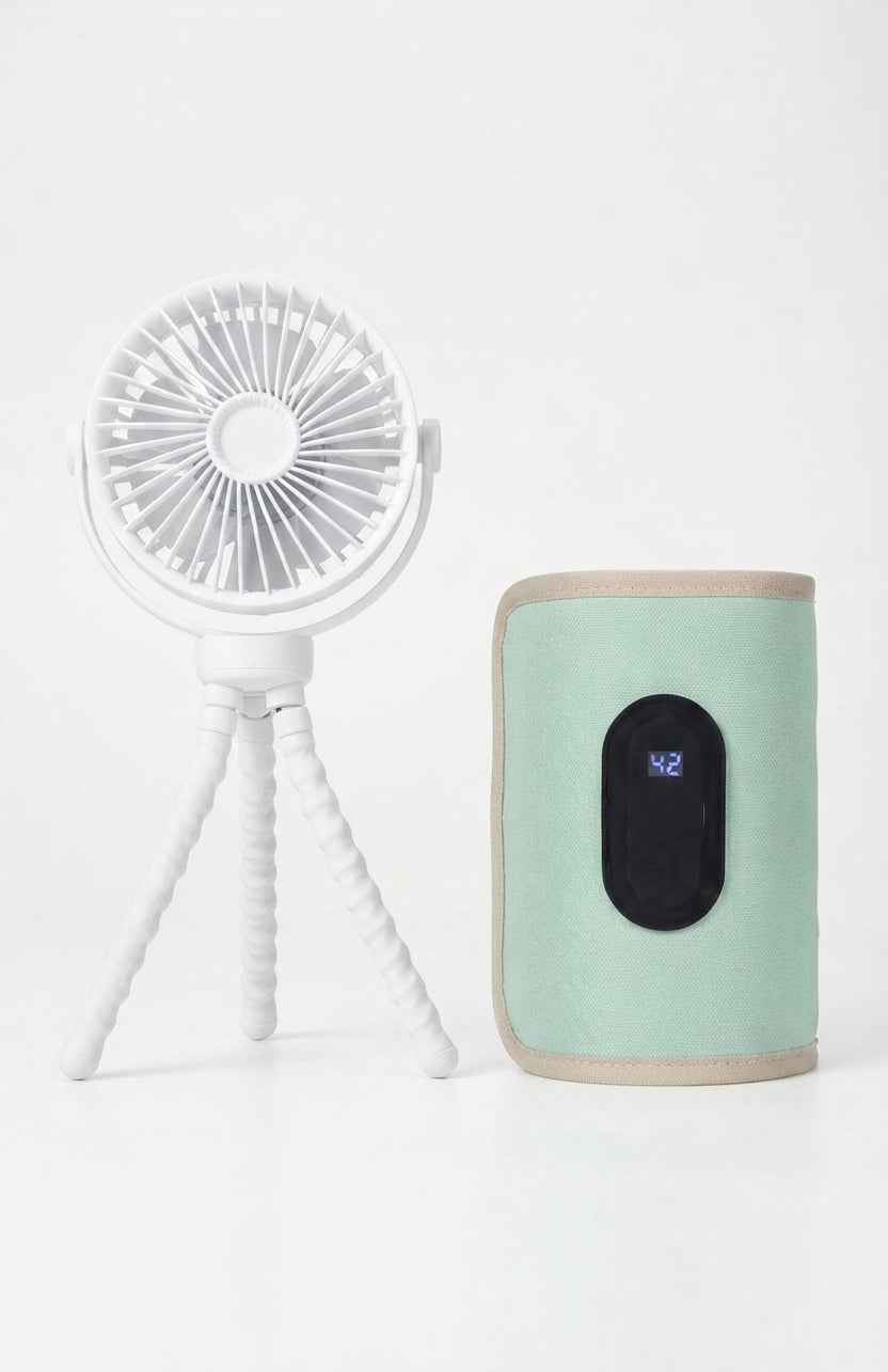 Kit de Paseo Completo WarmBaby™ (Calentador + Ventilador Portátil)