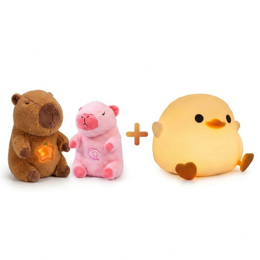 Kit Noches Tranquilas WarmBaby™ (Capibara de Respiración + Lámpara Patito)